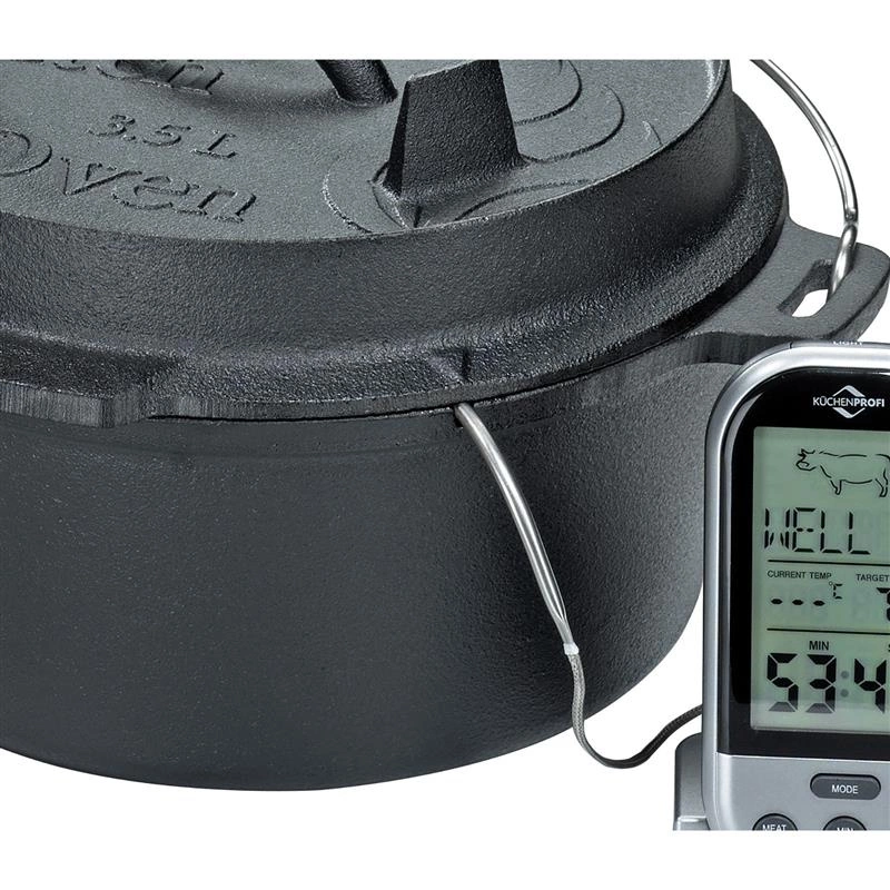 Kuchenprofi - garnek żeliwny, z akcesoriami do używania na grillu i nad ogniskiem, 3,5 l, śred. 24 x 13,5 cm Dutch Oven