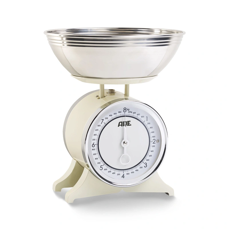 ADE - mechaniczna waga kuchenna z miską, do 8 kg, 2,5 l, śred. 24,5 x 28,5 cm, beżowa Anna