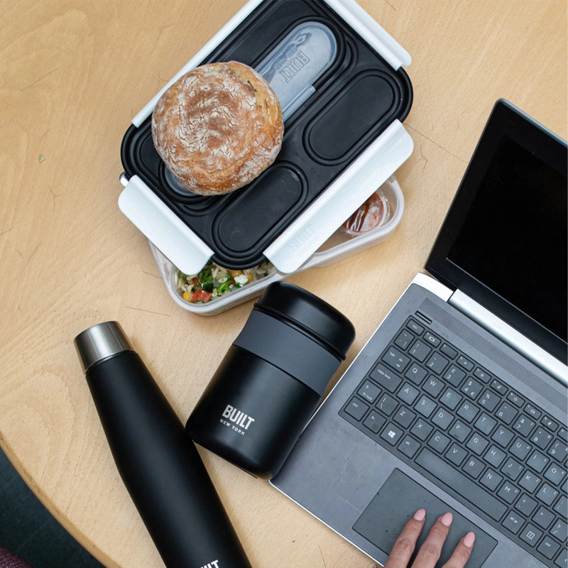 Built - Lunchbox ze sztućcami czarny / Built