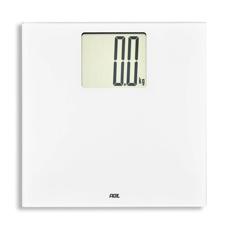 ADE - waga łazienkowa z dużym wyświetlaczem, do 200 kg, 30 x 30 cm, biała