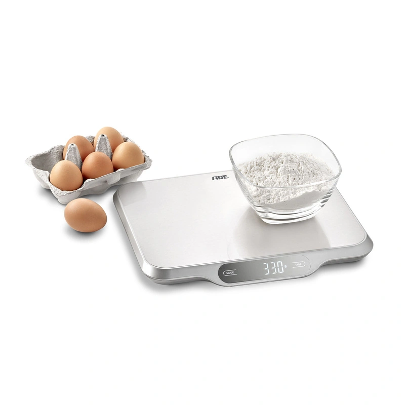 ADE - duża waga kuchenna, do 15 kg, 31 x 26,5 cm, szczotkowana stal nierdzewna Ladina