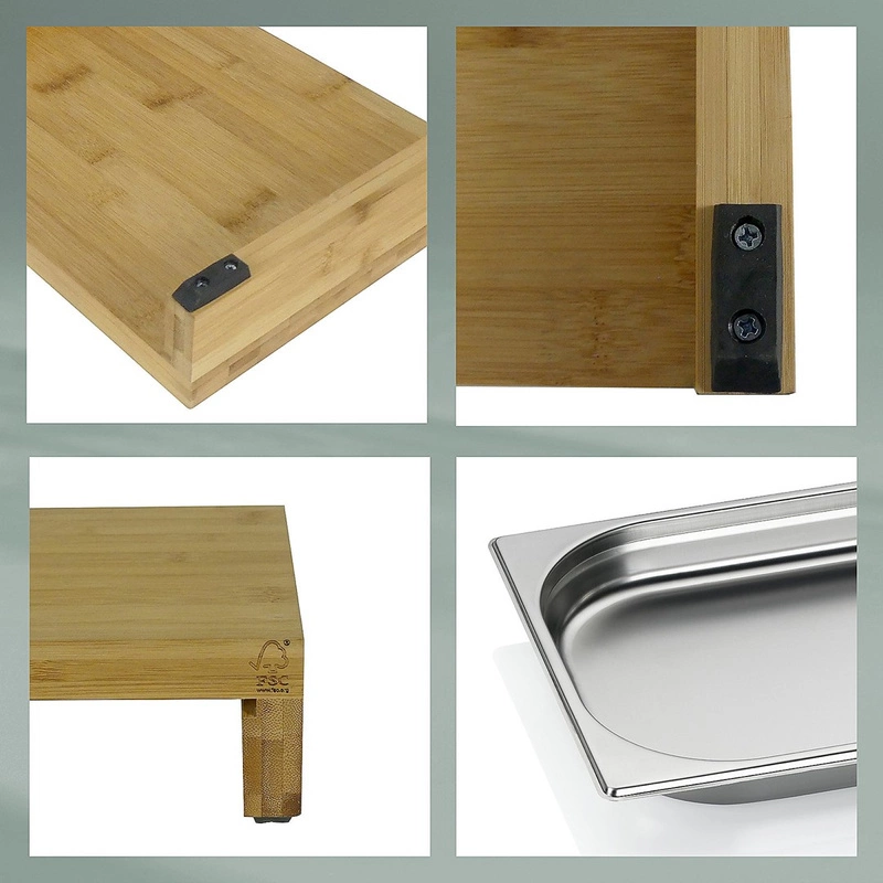 Kela - Deska z wysuwaną tacką 36x27cm bambus Kenina