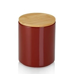 Kela - pojemnik kuchenny, ceramika/bambus, 1,0 l, śred. 12 x 15 cm, czerwony Cady