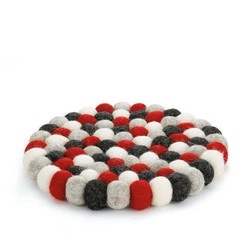 Cilio - podkładka pod gorące naczynia, śred. 21 cm, owcza wełna, czerwona Lana Rosso