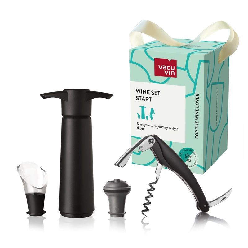 VacuVin - Wine Set Start – zestaw akcesoriów do wina, czarny