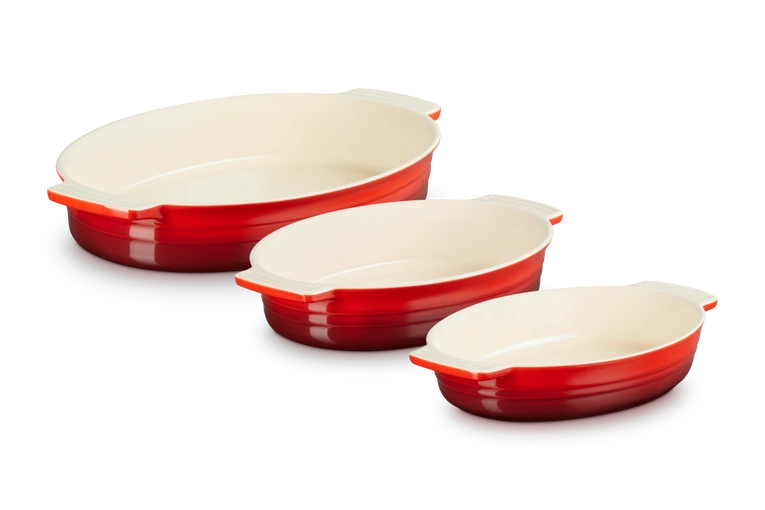 Le Creuset  -  Kamionkowy zestaw 3 form owalnych wiśniowy