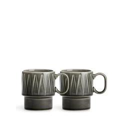 Sagaform - filiżanki do kawy, 2 szt., szare, ceramika, 0,25 l, wys. 9 cm Coffee & More