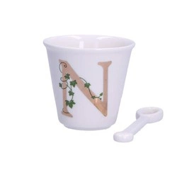 La Porcellana Bianca - filiżanka z łyżeczką 75 ml, Wzór N Unico