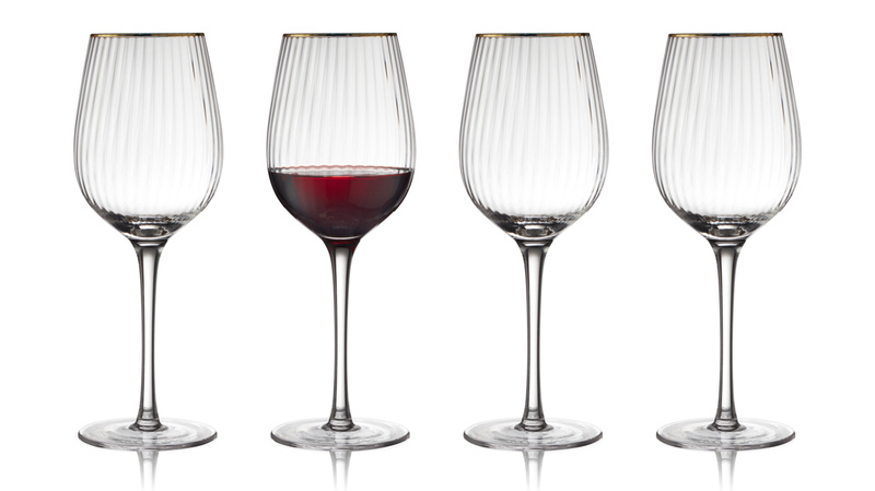 Lyngby Glas - Kieliszki do czerwonego wina Palermo 400 ml 4 sztuki złote