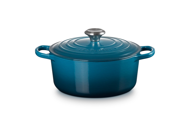 Le Creuset brytfanna żeliwna emaliowana Signature okrągła 24 cm 4,2 l deep teal
