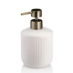 Kela - dozownik do mydła, ceramika/tworzywo sztuczne, 0,4 l, śred. 9 x 15,5 cm, biało-złoty Adele