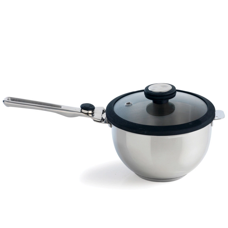 Mastrad - MISA BALANCIA (GARNEK) Z WKŁADEM DO KĄPIELI WODNEJ (ŚREDNICA 20 CM) – ZESTAW (3 ELEMENTY)srebrny, uchwyt i brzeg pokrywki czarny