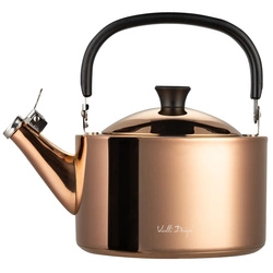 Vialli Design - Czajnik 1,5l z gwizdkiem Diamante złoty rose gold polerowany