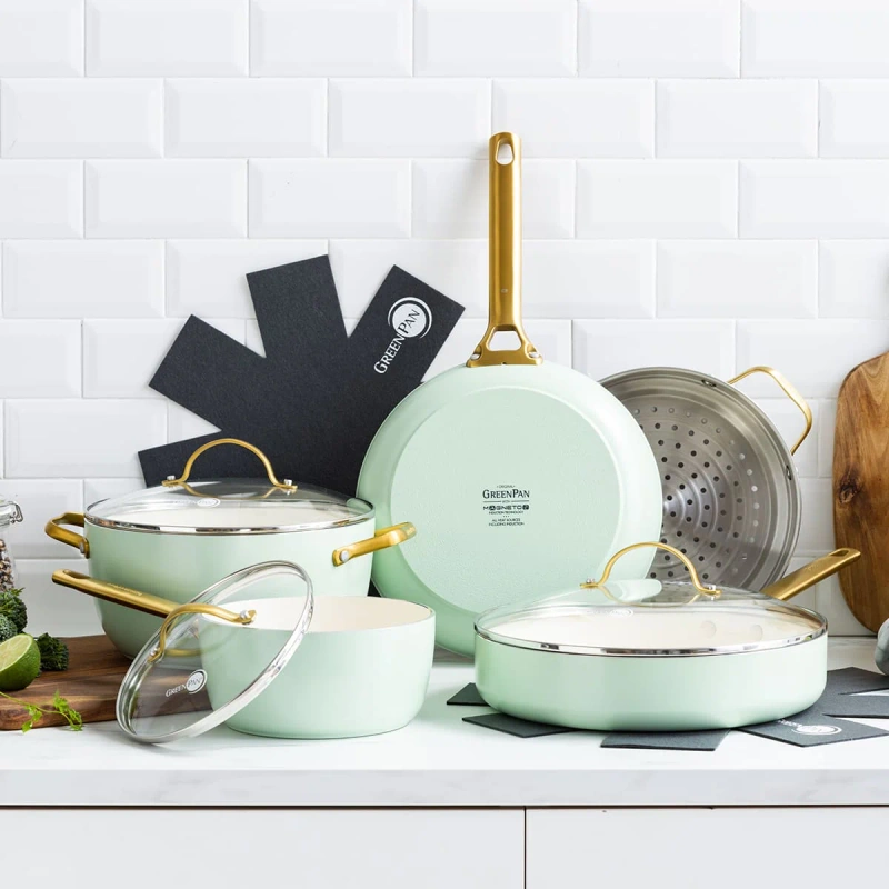 GreenPan - zestaw 10el. Garnków i patelni Padova reserve Pastel Green