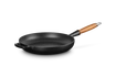 Le Creuset - patelnia żeliwna z drewnianym uchwytem 28 cm czarna