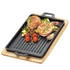 Kuchenprofi - patelnia grillowa na podstawce, 32 x 22 x 3,5 cm, żeliwo/drewno sosnowe BBQ