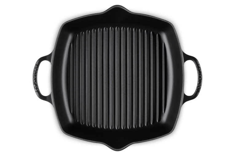 Le Creuset - patelnia żeliwna grillowa z dwoma uchwytami 30 cm Czarny Mat