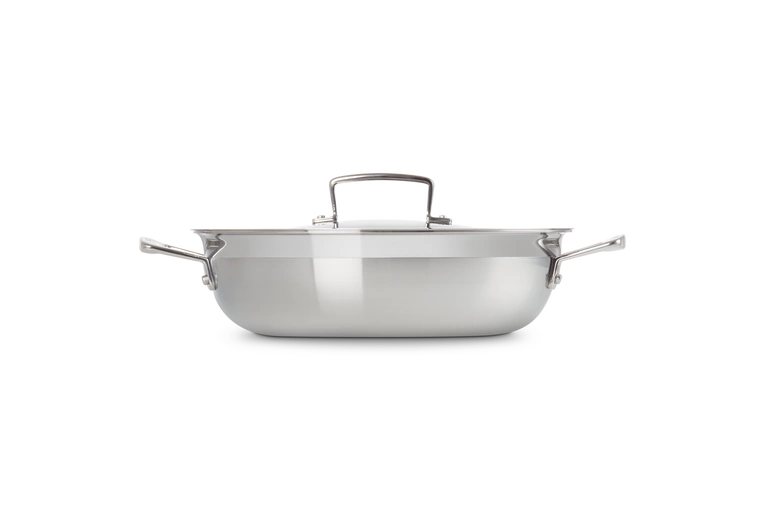 Le Creuset - 3-ply patelnia głęboka stalowa z pokrywą 30 cm