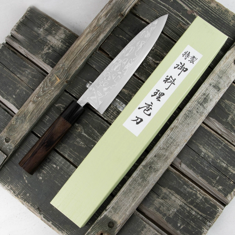 Hideo Kitaoka - Shirogami Satin Damascus Nóż Miroshi Deba 21cm