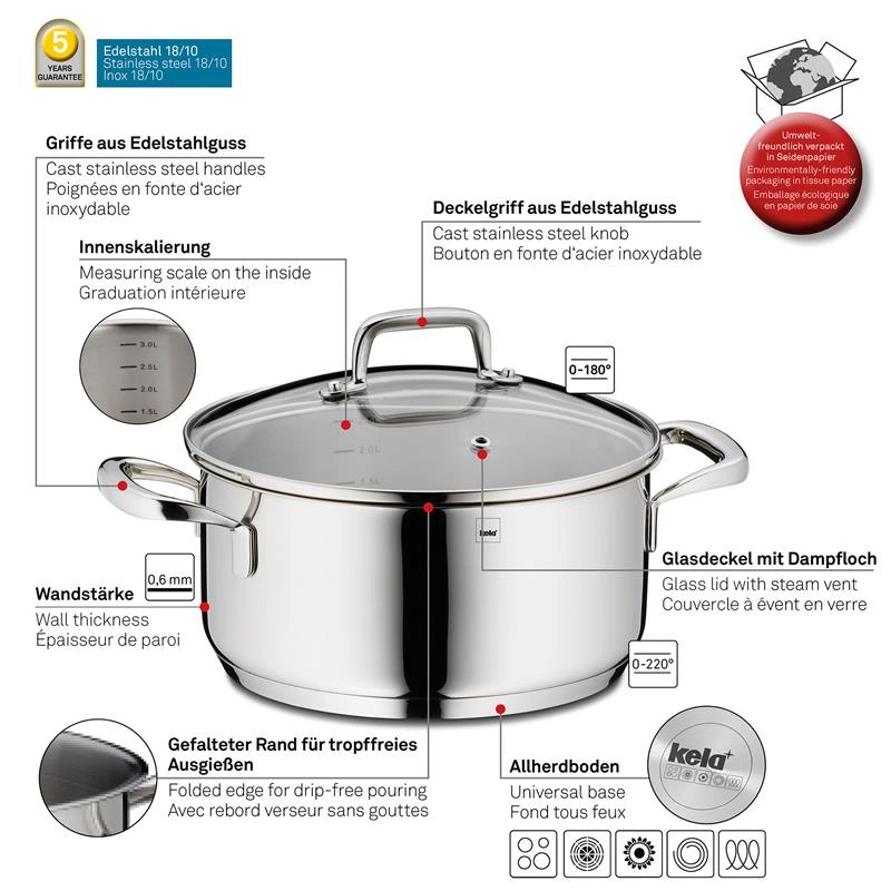 Kela - Garnek z pokrywką 2,4 l Flavoria