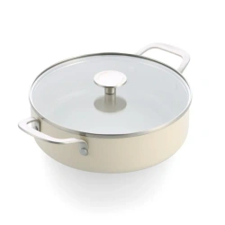 KitchenAid - Garnek niski 24 cm 3,1 L z pokrywką kremowy