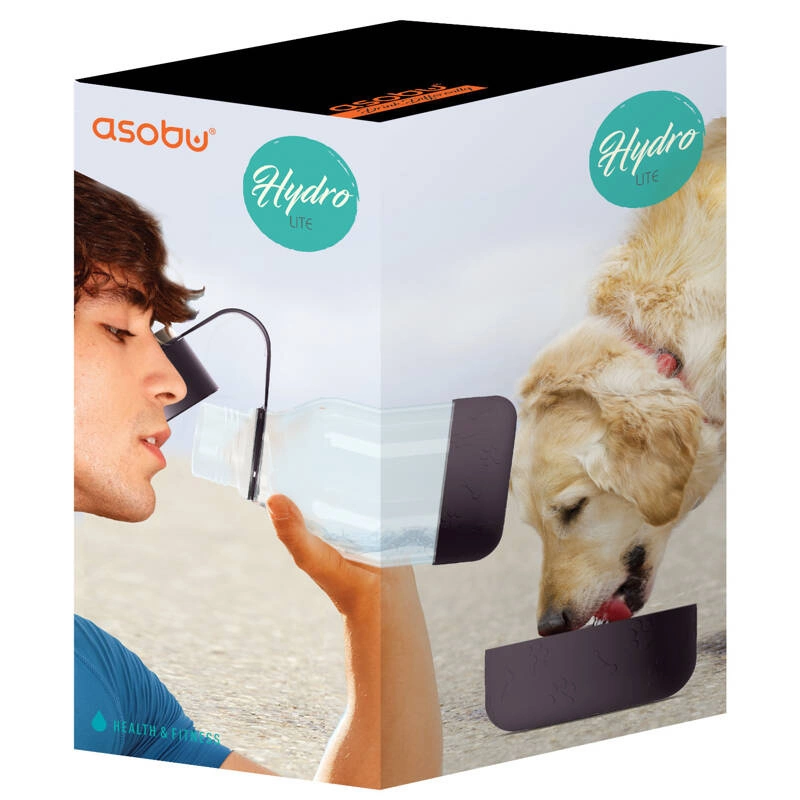 Asobu - Butelka z miską dla psa TRITAN BLACK, 1,5L