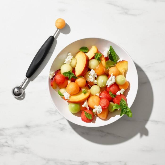 OXO - Łyżka podwójna do melona stalowa, czarna, Good