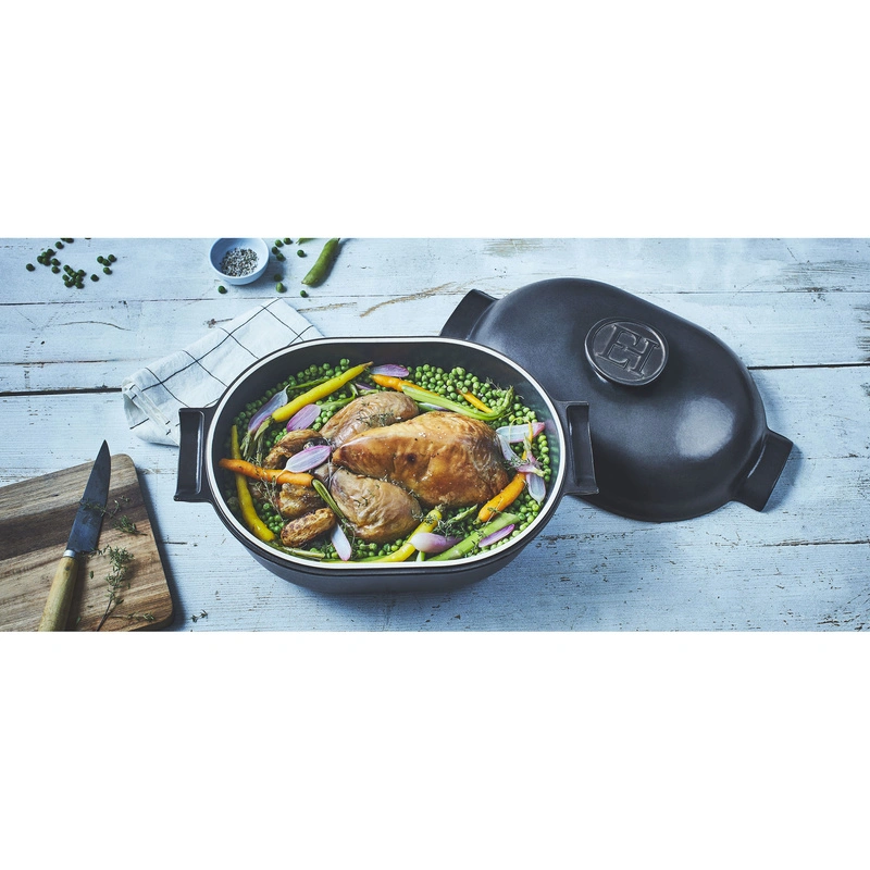 Emile Henry - Owalny garnek ceramiczny "Delight" na indukcję 4L - czarny DP