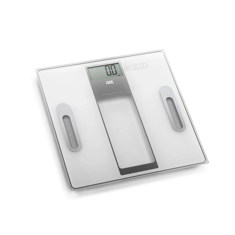 ADE - waga łazienkowa z analizą masy ciała, do 180 kg, 30 x 30 cm, biała Tabea