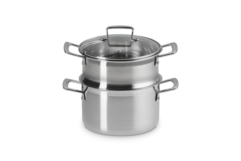 Le Creuset - garnek z wkładem do gotowania na parze stalowy 20 cm