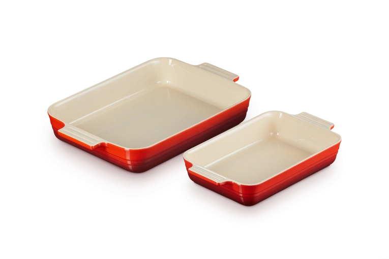Le Creuset - Zestaw 2 szt  prostokątnych  naczyń do zapiekania wiśniowych