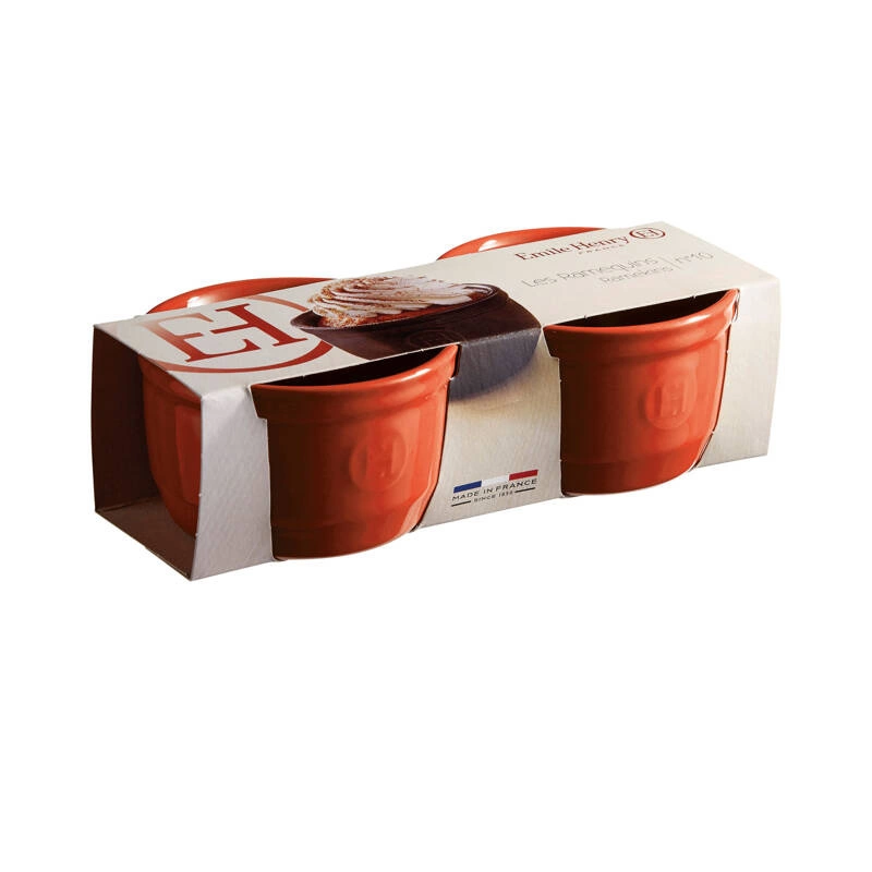 Emile Henry - Zestaw dwóch miseczek do zapiekania typu ramekin - N°10 - czerwony