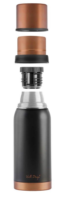 Vialli Design - Termos turystyczny 1l FUORI czarny Rose Gold