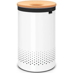 Brabantia - kosz na bieliznę biały 60L stalowy, pokrywa z korka