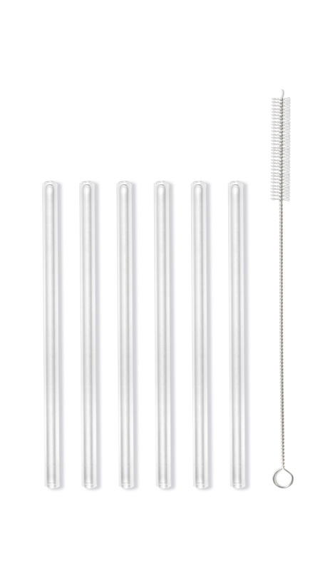 Vialli Design - Słomki szklane transparent 15cm zestaw 6 sztuk ze szczoteczką
