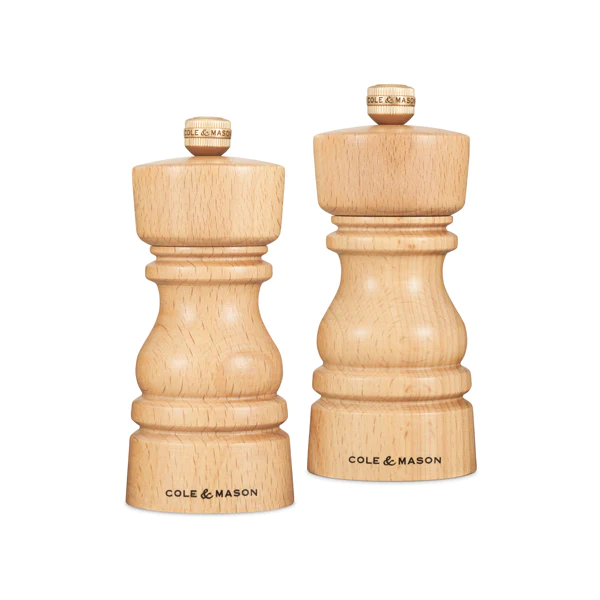 Cole & Mason - Zestaw młynków do soli i pieprzu London Natural Beech 13 cm