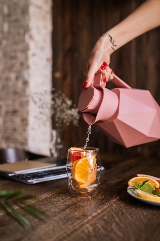 Vialli Design - Termos z wkładem szklanym 1L GEO różowy