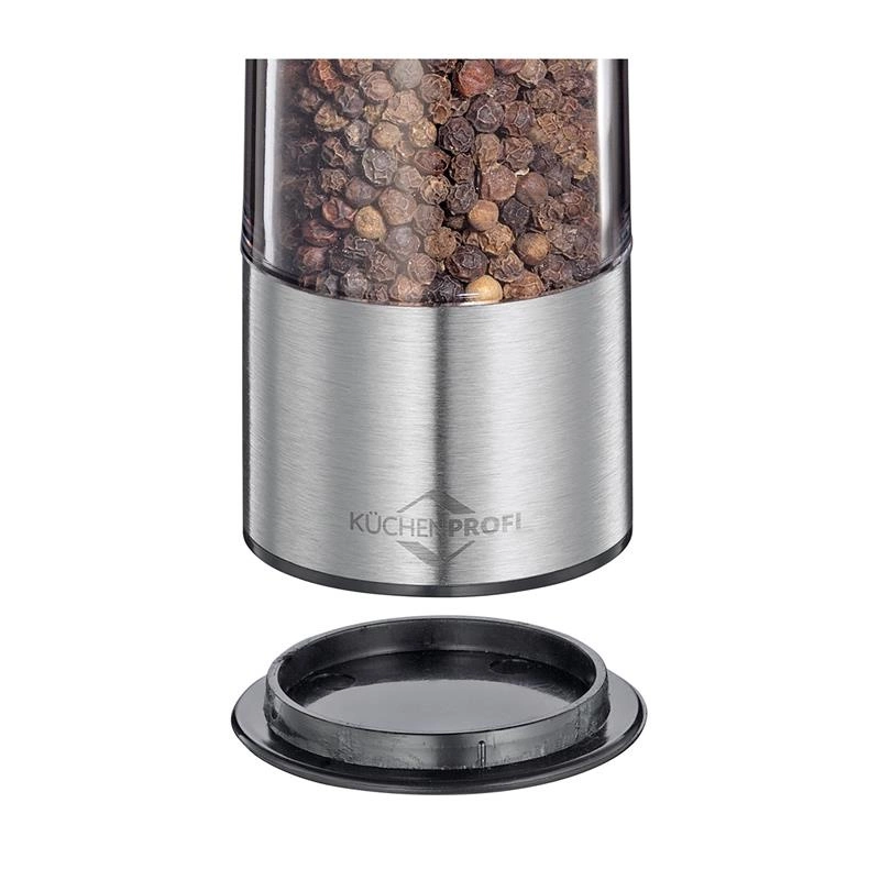Kuchenprofi - elektryczne młynki do soli i pieprzu, 2 szt., stal nierdzewna, śred. 5 x 23 cm Boston