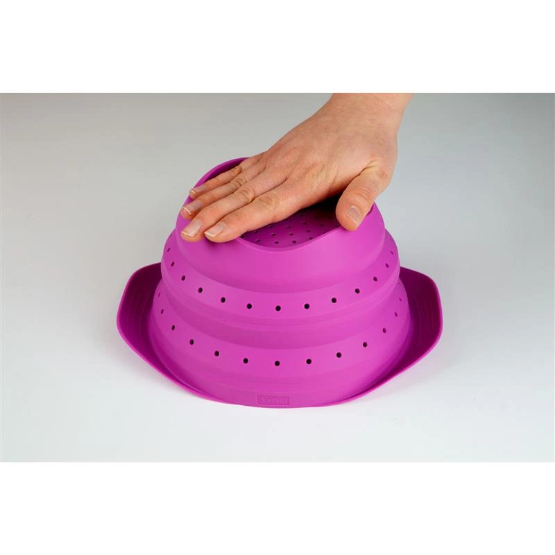 Lurch - cedzak składany, silikon, 19 x 22 x 3,5 cm, 2,0 l, różowy