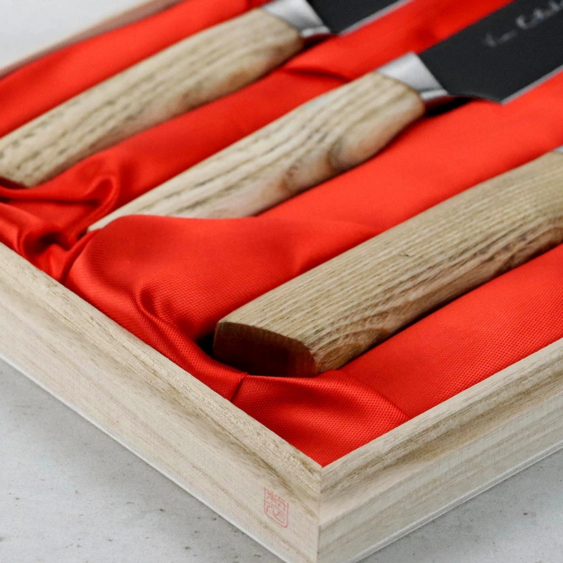 Satake - Black Ash Zestaw 3 noży w drewnianym pudełku