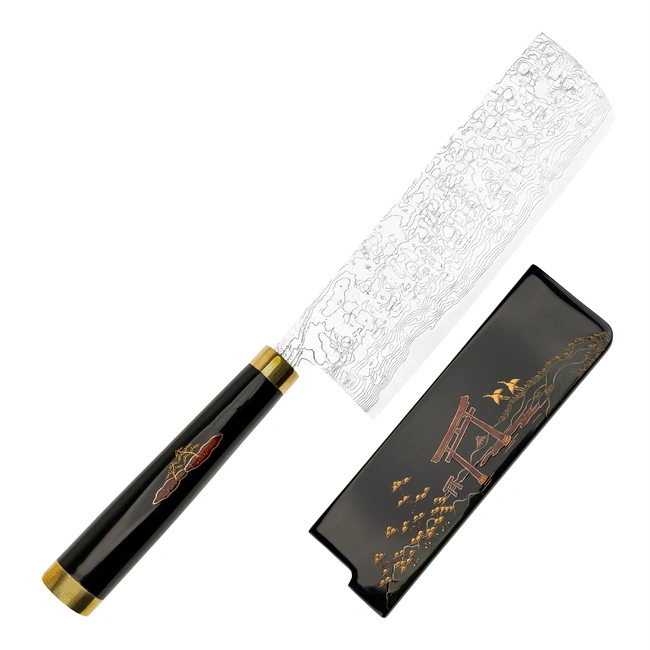 Takeshi Saji - Art Tori Fuji on Lake R-2 Nóż Nakiri 17 cm + Saya