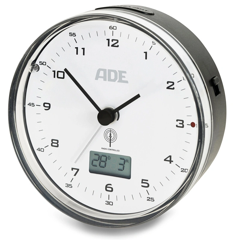 ADE - budzik z termometrem, śred. 8 cm