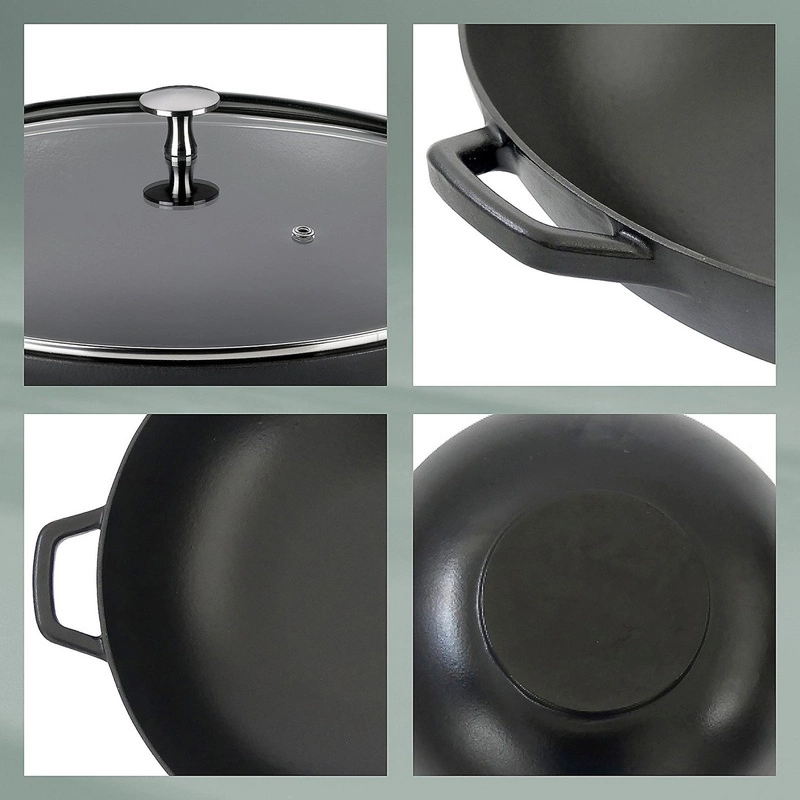 Kela - Wok żeliwny 36cm z pokrywką 4 l czarnyCalido
