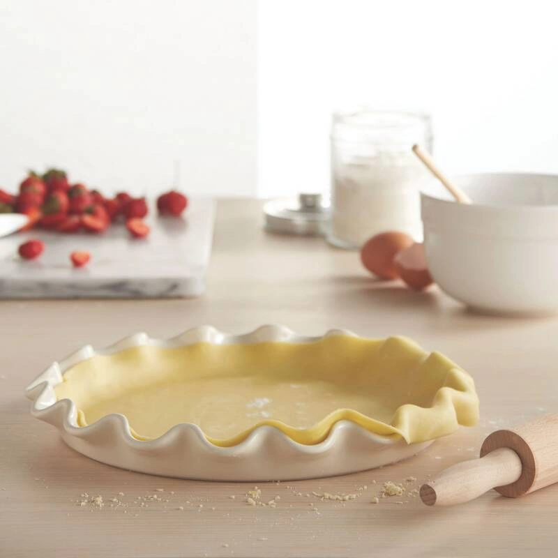 Emile Henry - Naczynie do tarty z falbaną 33cm kremowy