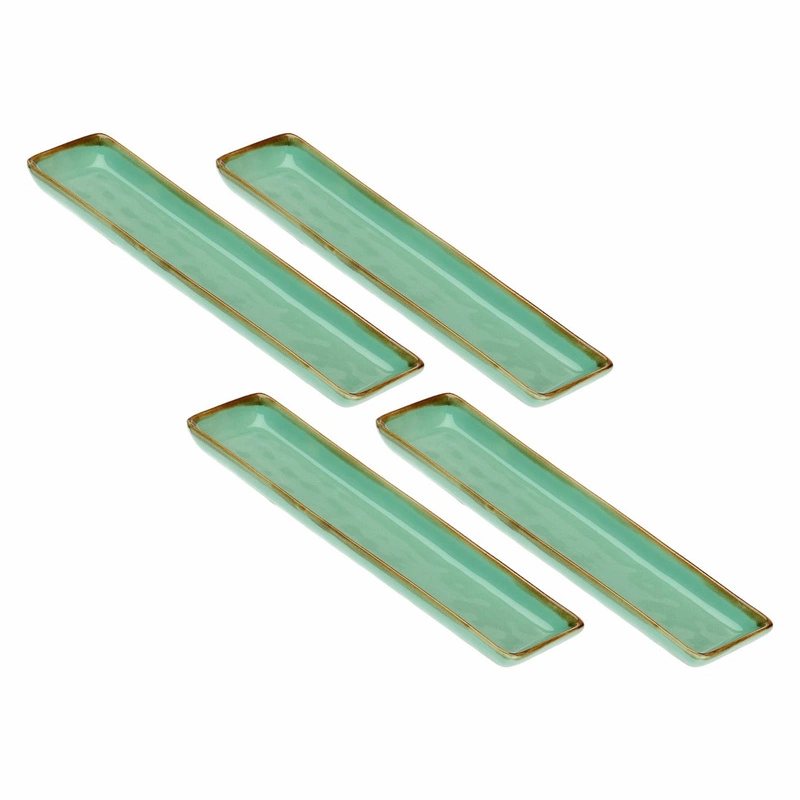 Rose&Tulipani - zestaw 4 tac prostokątnych 32x8 cm Concerto Verde Acqua