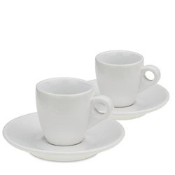 Kela - filiżanki do espresso ze spodkami, 2 szt., ceramika, 0,05 l, śred. 12 x 6,5 cm, białe Mattia