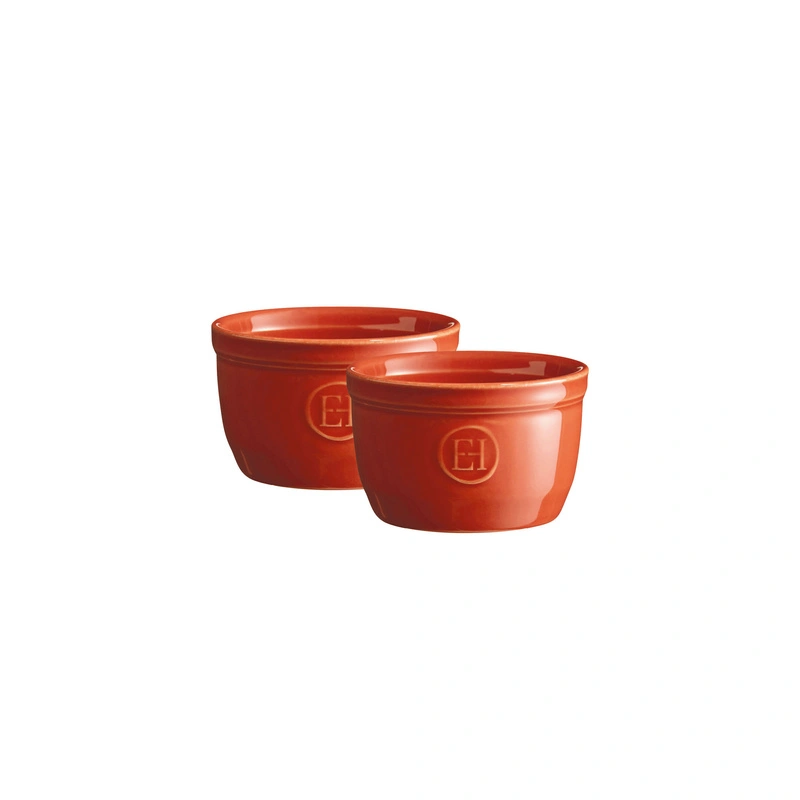 Emile Henry - Zestaw dwóch miseczek do zapiekania typu ramekin - N°9 - czerwony