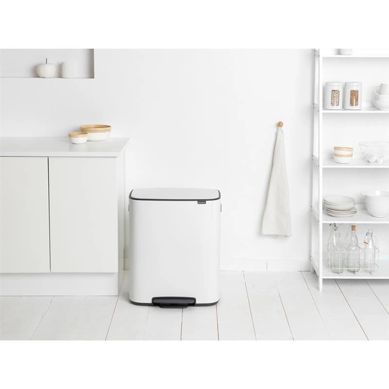 Brabantia - Kosz na śmieci pedałowy Bo 2x30L biały