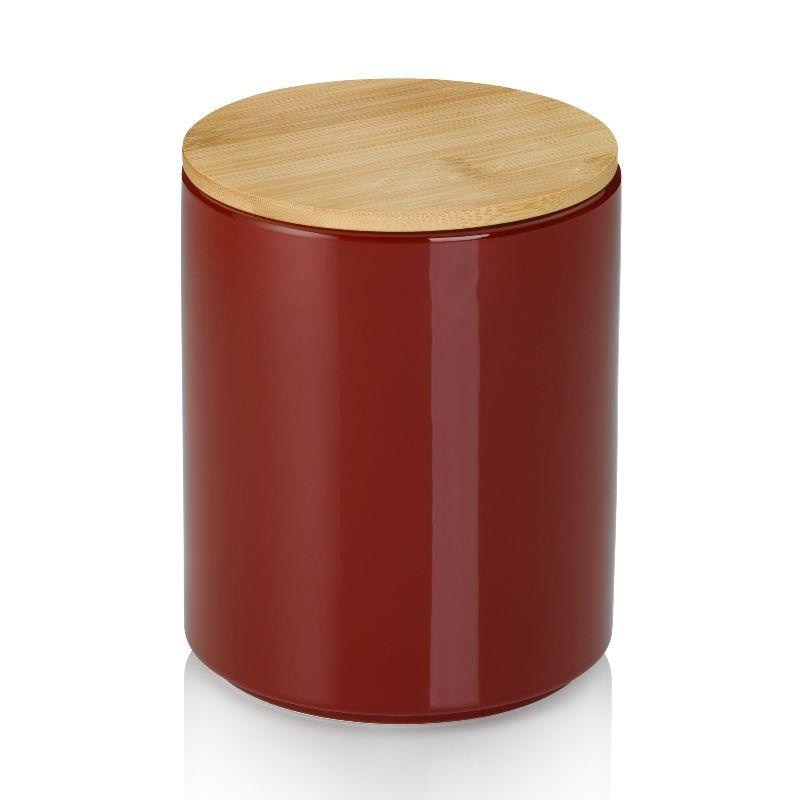 Kela - pojemnik kuchenny, ceramika/bambus, 1,7 l, śred. 14 x 17,5 cm, czerwony Cady