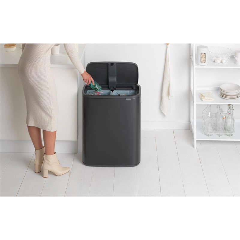 Brabantia - kosz na śmieci Bo Touch Bin 60L (2 x 30) czarny